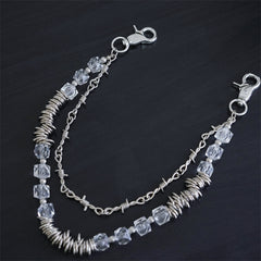 Retro Thorns Special Shaped Pearl Bag Chain Punk Double Trouser Chain