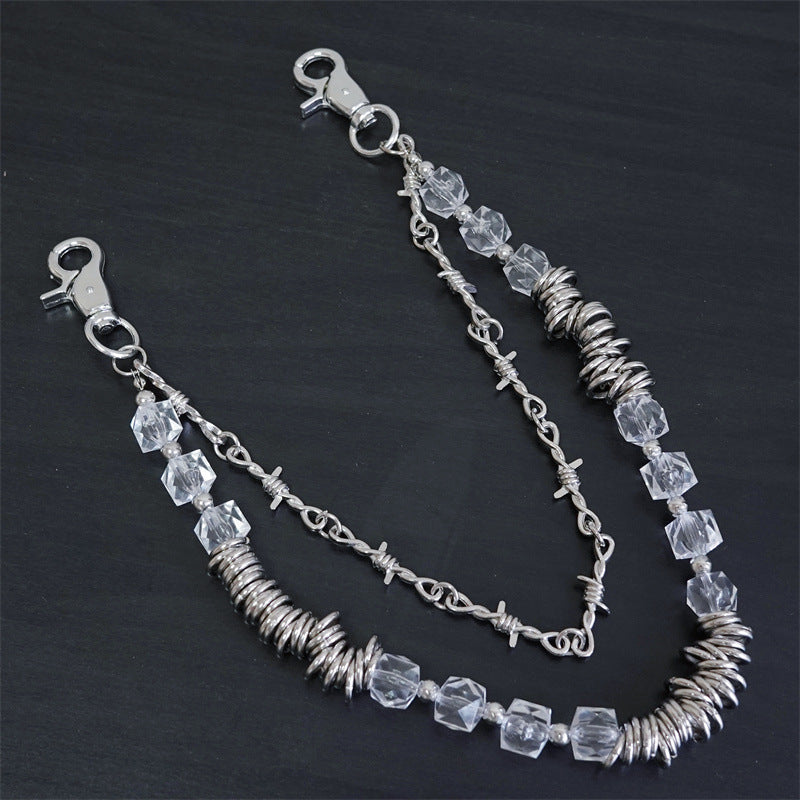 Retro Thorns Special Shaped Pearl Bag Chain Punk Double Trouser Chain