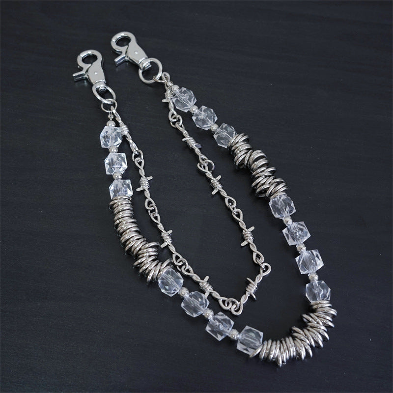 Retro Thorns Special Shaped Pearl Bag Chain Punk Double Trouser Chain