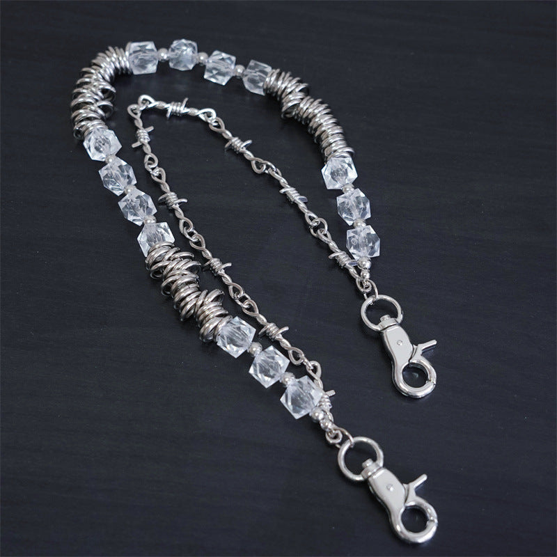 Retro Thorns Special Shaped Pearl Bag Chain Punk Double Trouser Chain