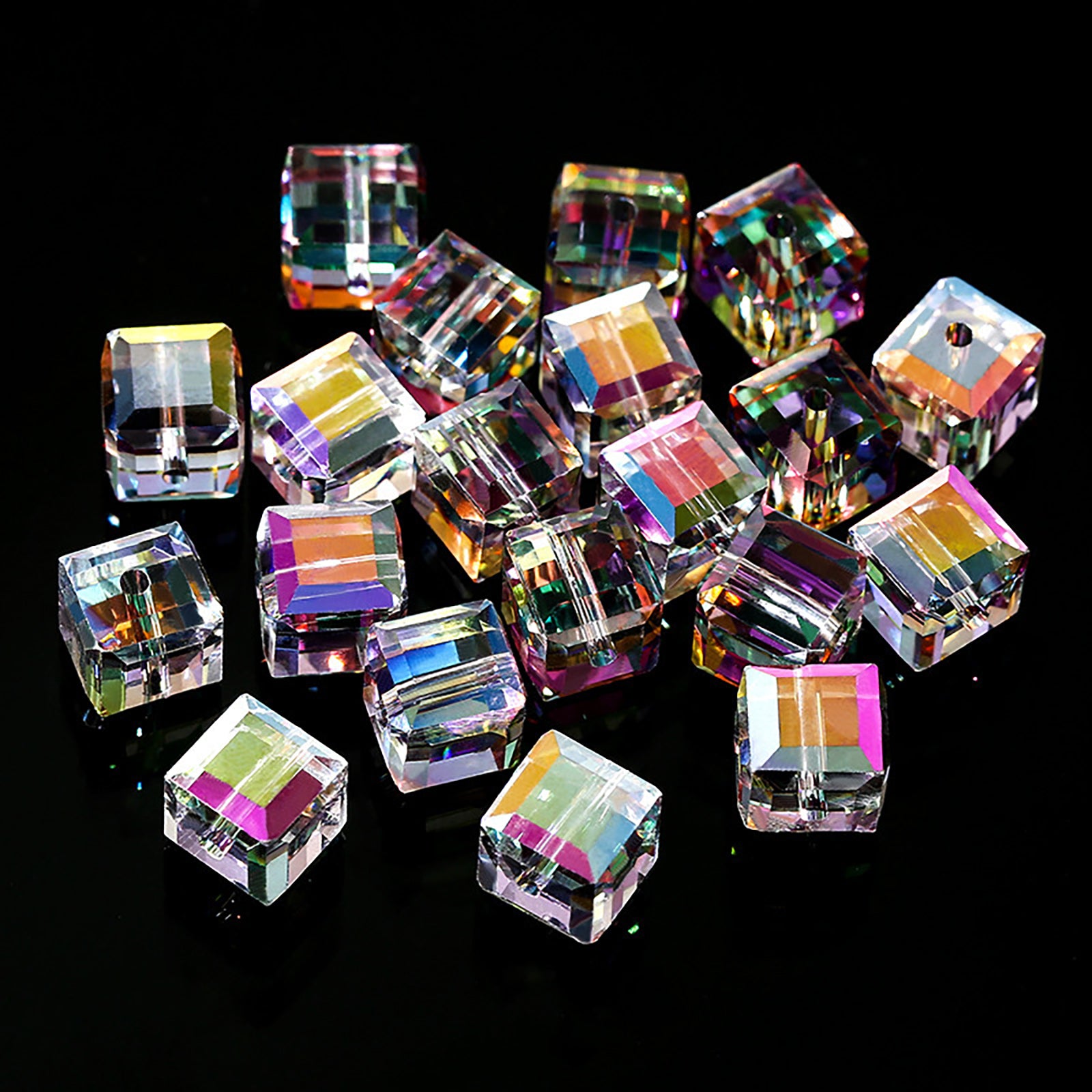 20pcs Colorful Glass Crystal Cubic Loose Beads DIY Jewelry Making