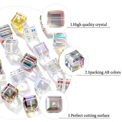 20pcs Colorful Glass Crystal Cubic Loose Beads DIY Jewelry Making