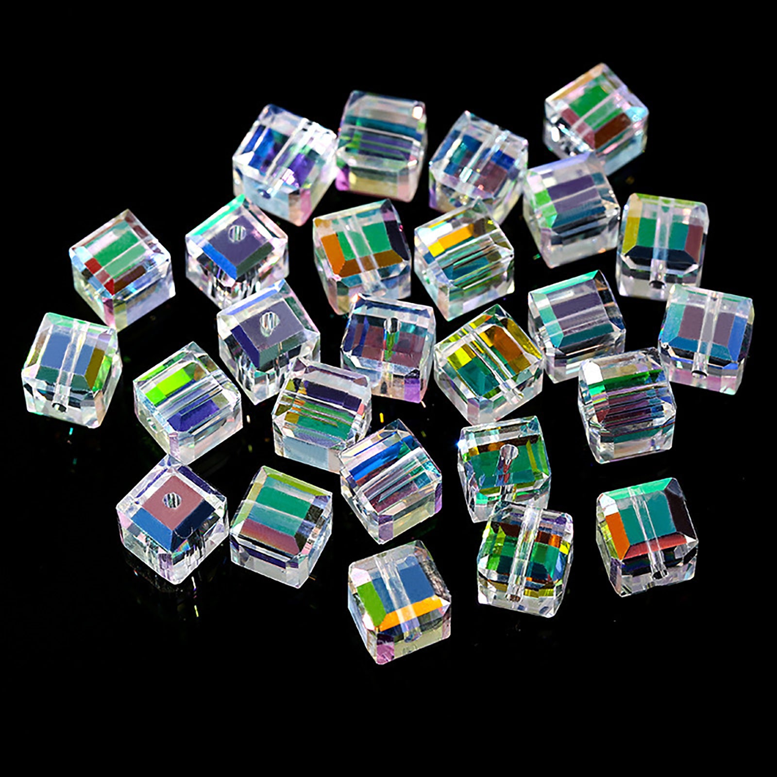 20pcs Colorful Glass Crystal Cubic Loose Beads DIY Jewelry Making