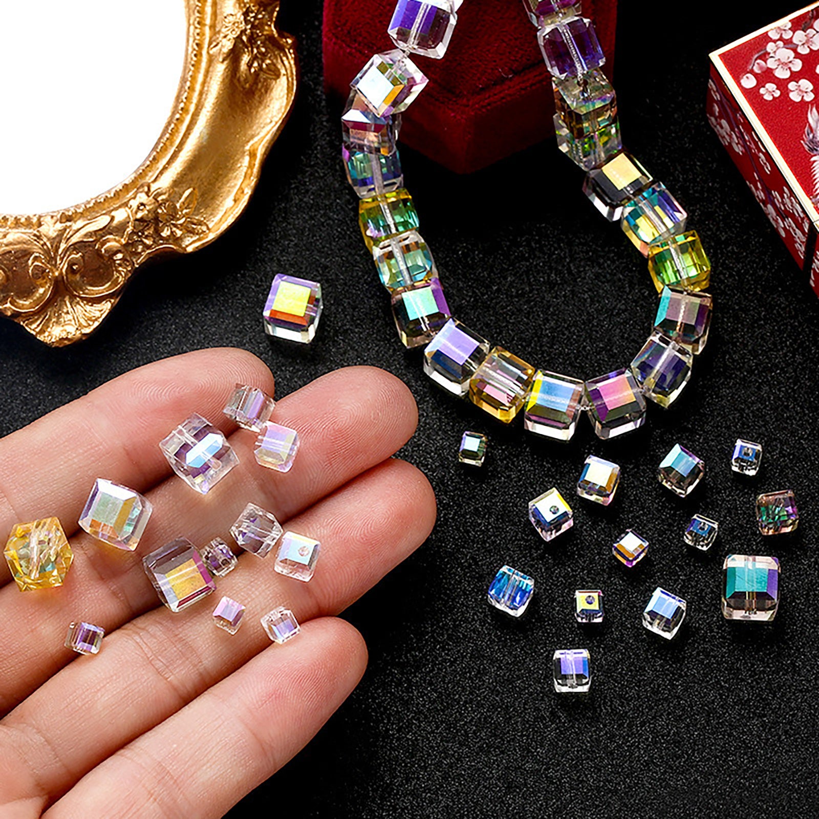 20pcs Colorful Glass Crystal Cubic Loose Beads DIY Jewelry Making