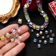 20pcs Colorful Glass Crystal Cubic Loose Beads DIY Jewelry Making