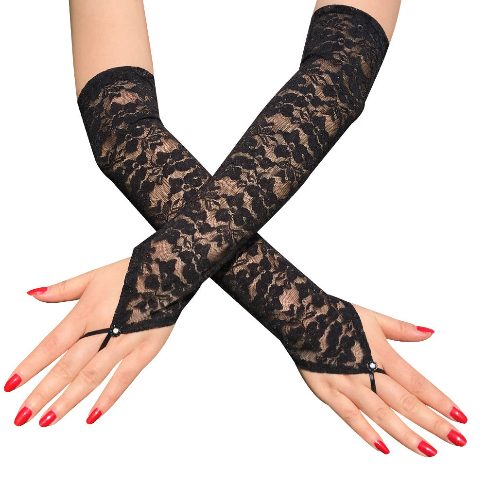 Women's Lace Fingerless Gloves Stretchy Wedding Prom Accessories