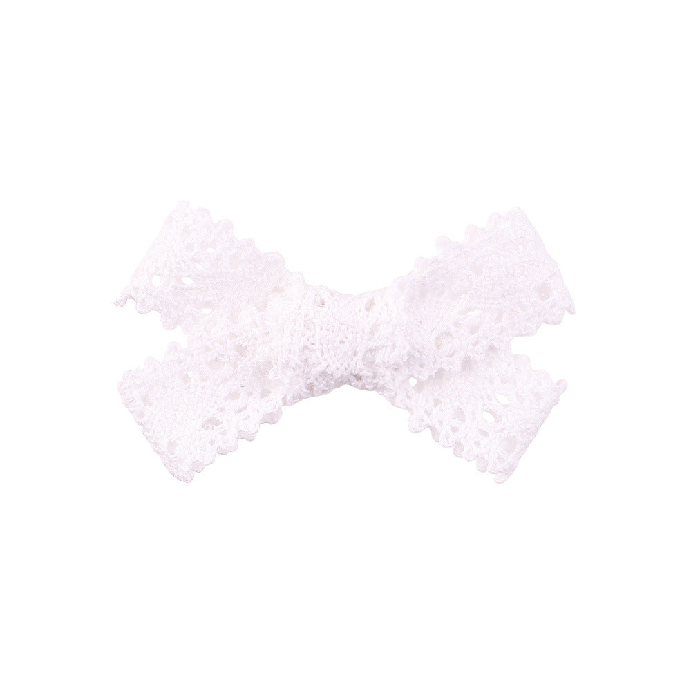 Hollow Knitted Bow Hair Clip Duck Billed Clip for Side Hair Bang