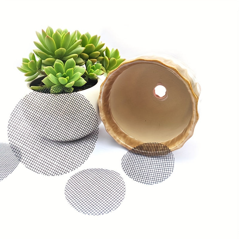 50pcs Pot Hole Mesh Pad Round Screens Prevent Soil Loss Anti Drainage Screens