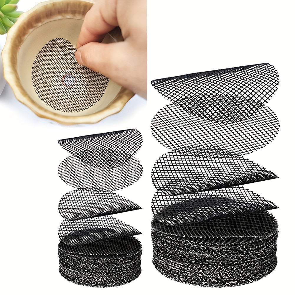 50pcs Pot Hole Mesh Pad Round Screens Prevent Soil Loss Anti Drainage Screens