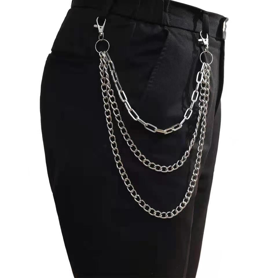 Alloy Silver Grey Belt Hip hop Pants Waist Chain For Men