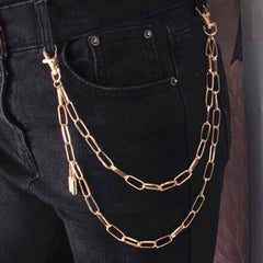 Men's Jeans Chain Punk Style Retro layer Chain Pants Chain Lock