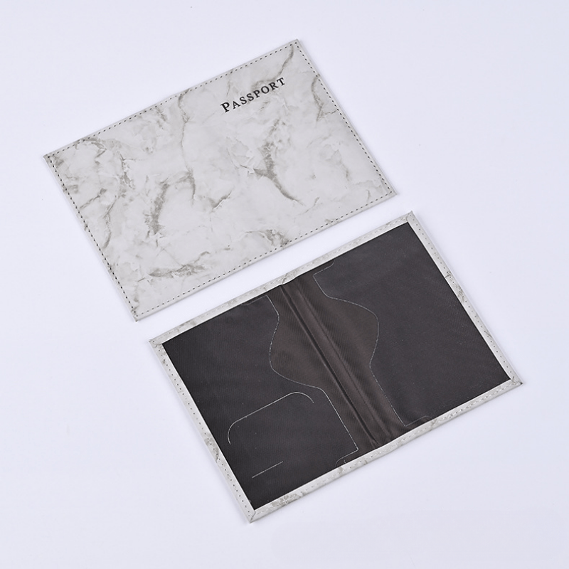 Marble Pattern Passport Holder PU Leather Travel Card Holder