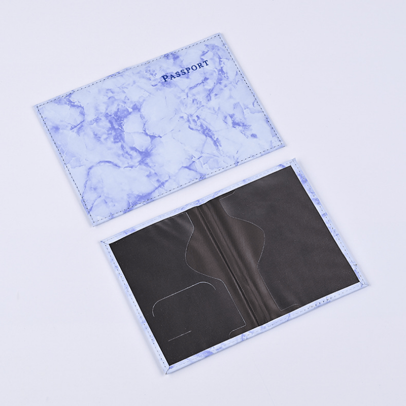 Marble Pattern Passport Holder PU Leather Travel Card Holder