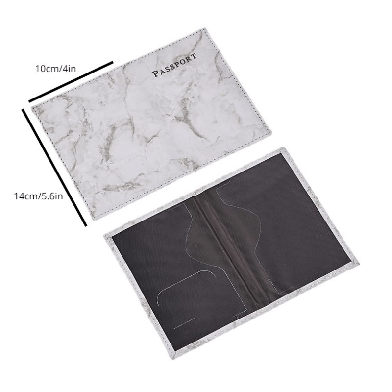Marble Pattern Passport Holder PU Leather Travel Card Holder