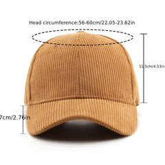 Classic Corduroy Baseball Cap Dad Hat With Adjustable Strap