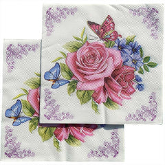 20pcs Western Restaurant Printed Napkin Square Flower Grass Decoration Tissue