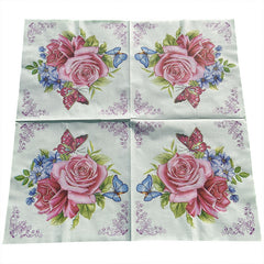 20pcs Western Restaurant Printed Napkin Square Flower Grass Decoration Tissue