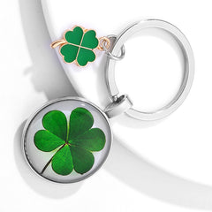 4 Leaf Clover Keychain Lucky Fortune Key Ring Purse Bag Car Key Charm