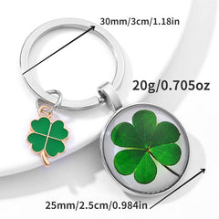 4 Leaf Clover Keychain Lucky Fortune Key Ring Purse Bag Car Key Charm