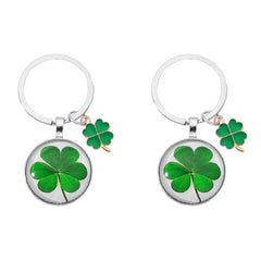4 Leaf Clover Keychain Lucky Fortune Key Ring Purse Bag Car Key Charm