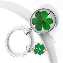 4 Leaf Clover Keychain Lucky Fortune Key Ring Purse Bag Car Key Charm