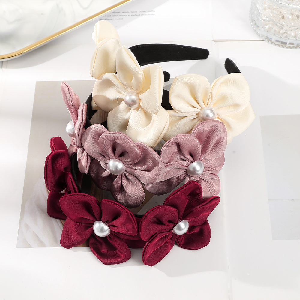 Faux Pearl Flower Headband Hair Accessories For Women