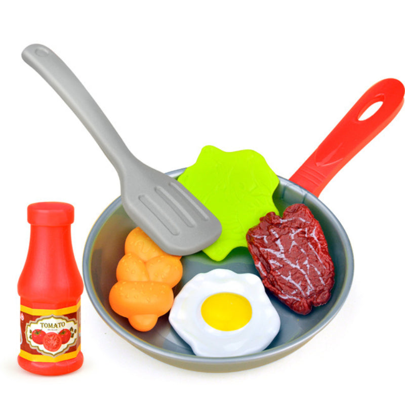 8PCS Kitchen Food Toys Play Set Pretend Play Pot Steak Vegetable Montessori