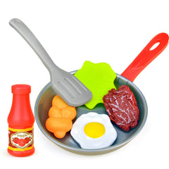 8PCS Kitchen Food Toys Play Set Pretend Play Pot Steak Vegetable Montessori