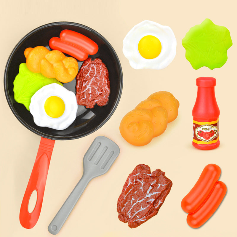 8PCS Kitchen Food Toys Play Set Pretend Play Pot Steak Vegetable Montessori