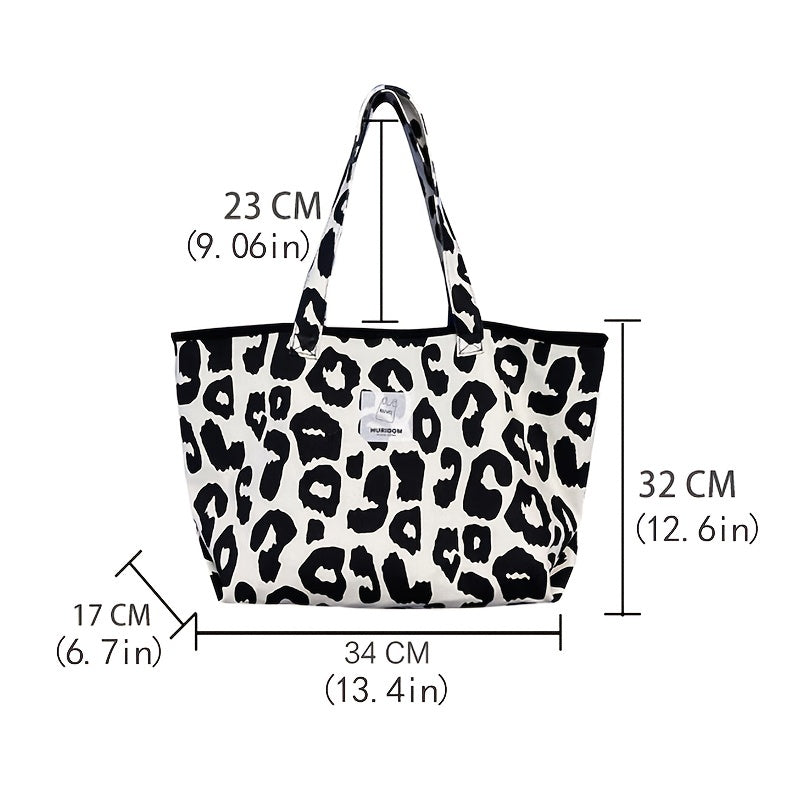 Leopard Pattern Tote Shoulder Bag Lightweight Versatile Storage Bag