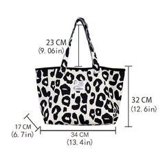 Leopard Pattern Tote Shoulder Bag Lightweight Versatile Storage Bag