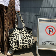 Leopard Pattern Tote Shoulder Bag Lightweight Versatile Storage Bag
