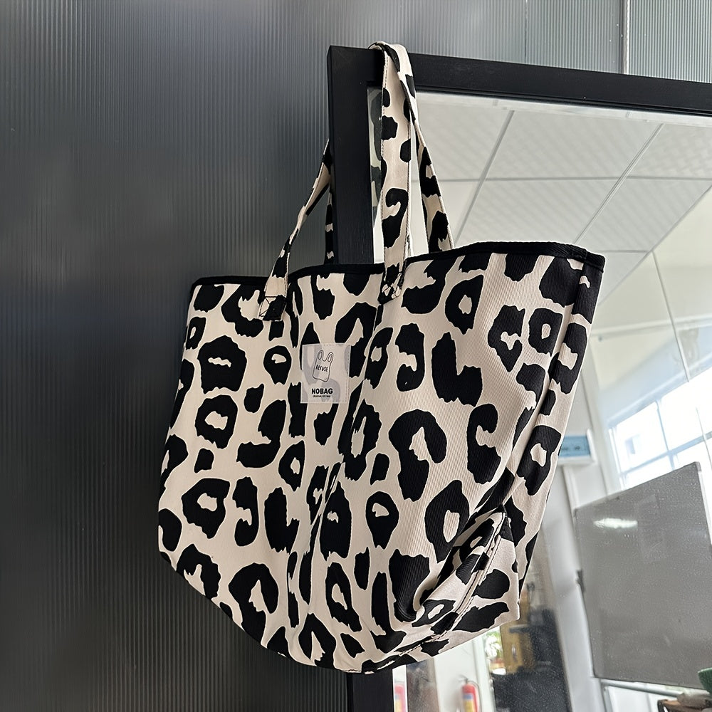 Leopard Pattern Tote Shoulder Bag Lightweight Versatile Storage Bag