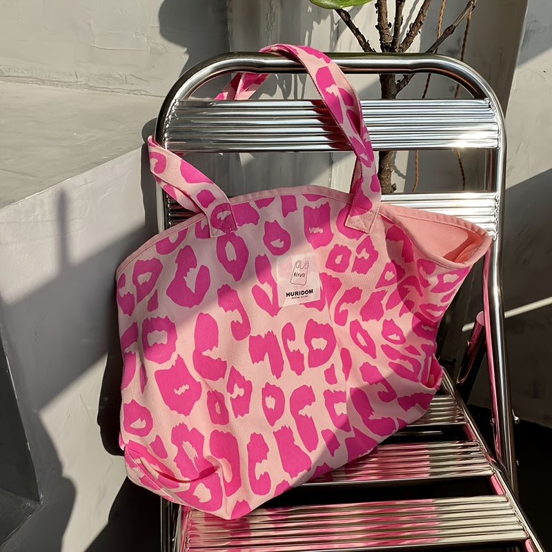 Leopard Pattern Tote Shoulder Bag Lightweight Versatile Storage Bag