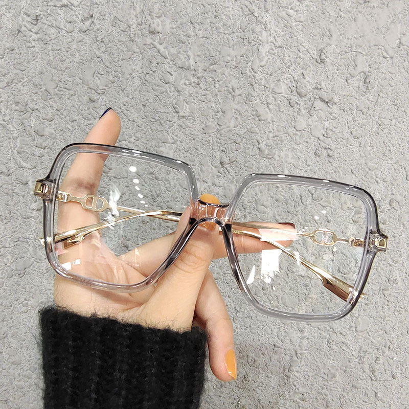 Large Square Anti Light Glasses Casual Metal Frame