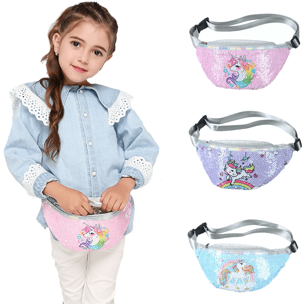 Kids Unicorn Sequin Coin Purse Waist Bag for Girls