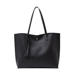 Large Capacity Shoulder Bag PU Leather Tote Versatile Portable Handbag