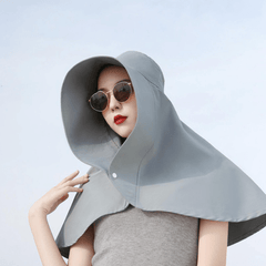 Summer Sun Hat With Sunproof Shawl Solid Wide Brim Foldable Roll Up Hats