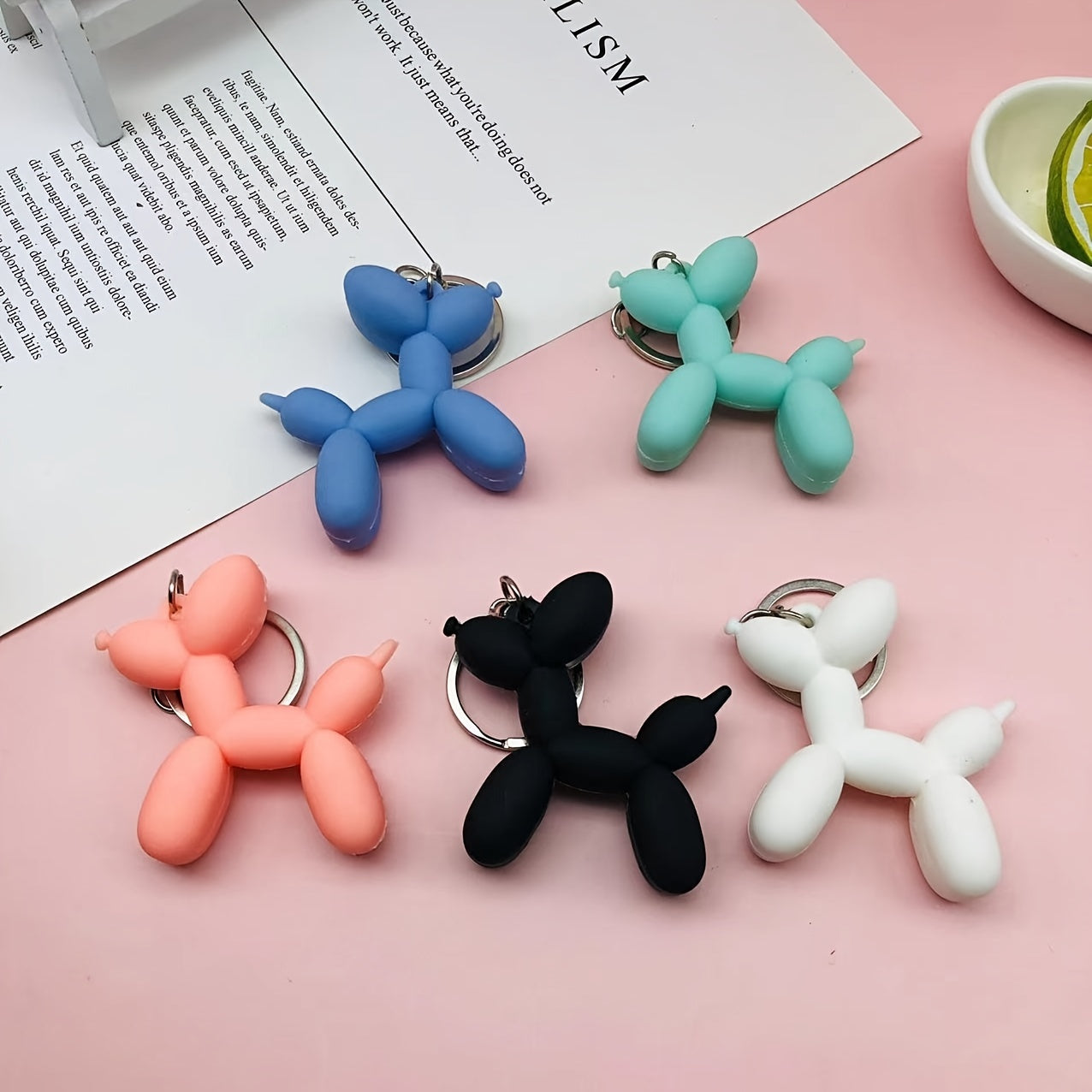 Rubber Balloon Dog Keychain for Bags & Car Keys
