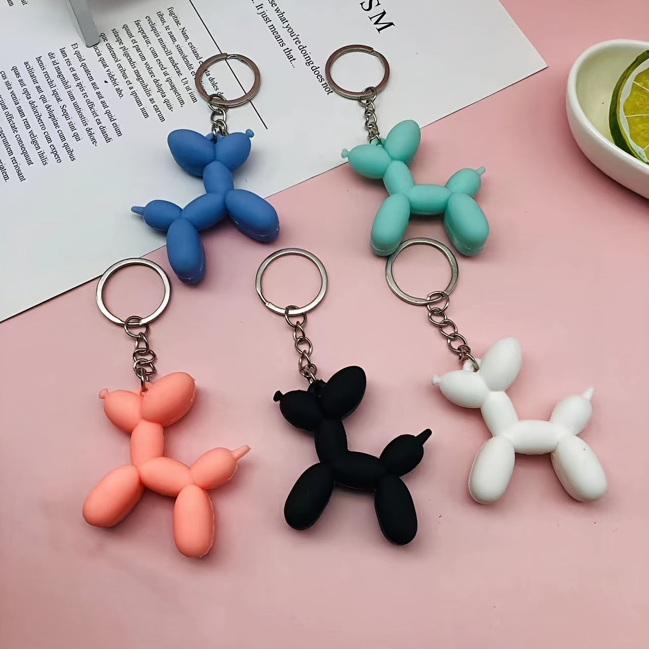 Rubber Balloon Dog Keychain for Bags & Car Keys