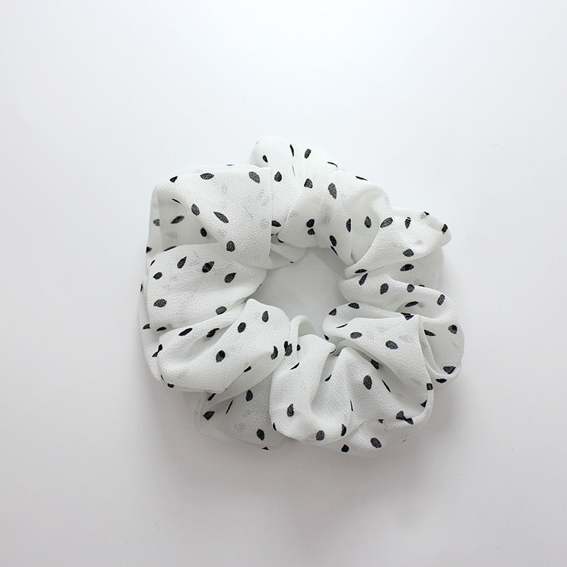 Polka Dot Chiffon Scrunchies Hair Rope Elastic Ponytail Holder
