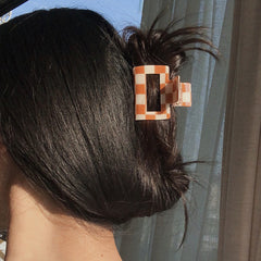 Plaid Hair Claw Checkerboard Pattern Ponytail Holder