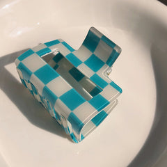 Plaid Hair Claw Checkerboard Pattern Ponytail Holder