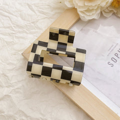 Plaid Hair Claw Checkerboard Pattern Ponytail Holder