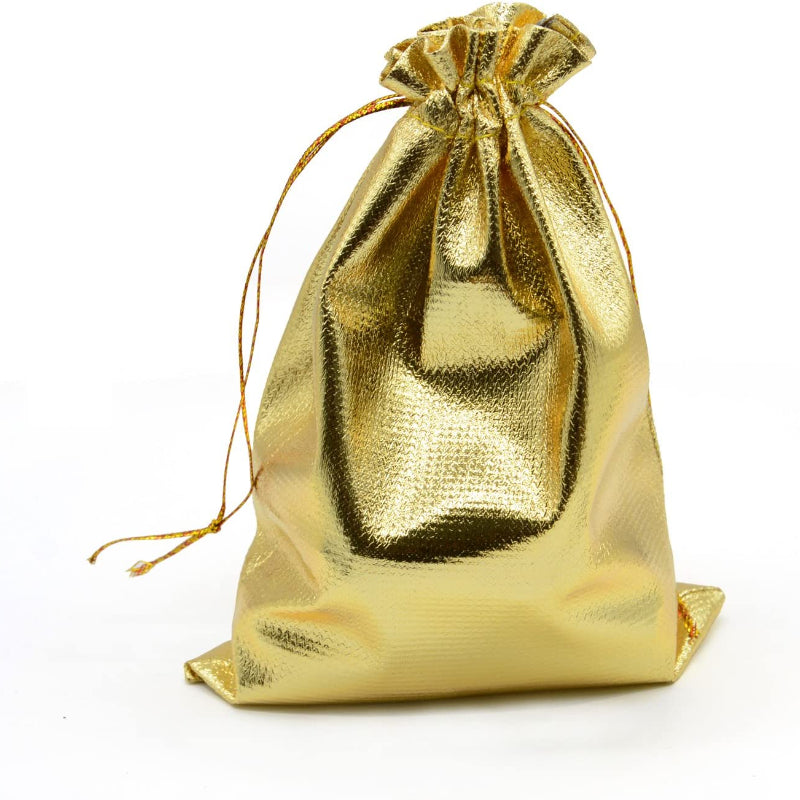 50pcs Heavy Duty Golden Organza Jewelry Pouches Wedding Favor Bags