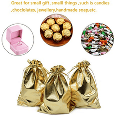 50pcs Heavy Duty Golden Organza Jewelry Pouches Wedding Favor Bags