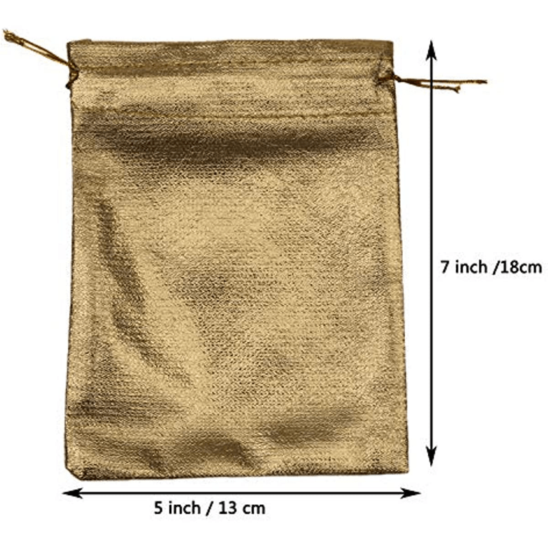 50pcs Heavy Duty Golden Organza Jewelry Pouches Wedding Favor Bags