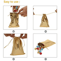 50pcs Heavy Duty Golden Organza Jewelry Pouches Wedding Favor Bags