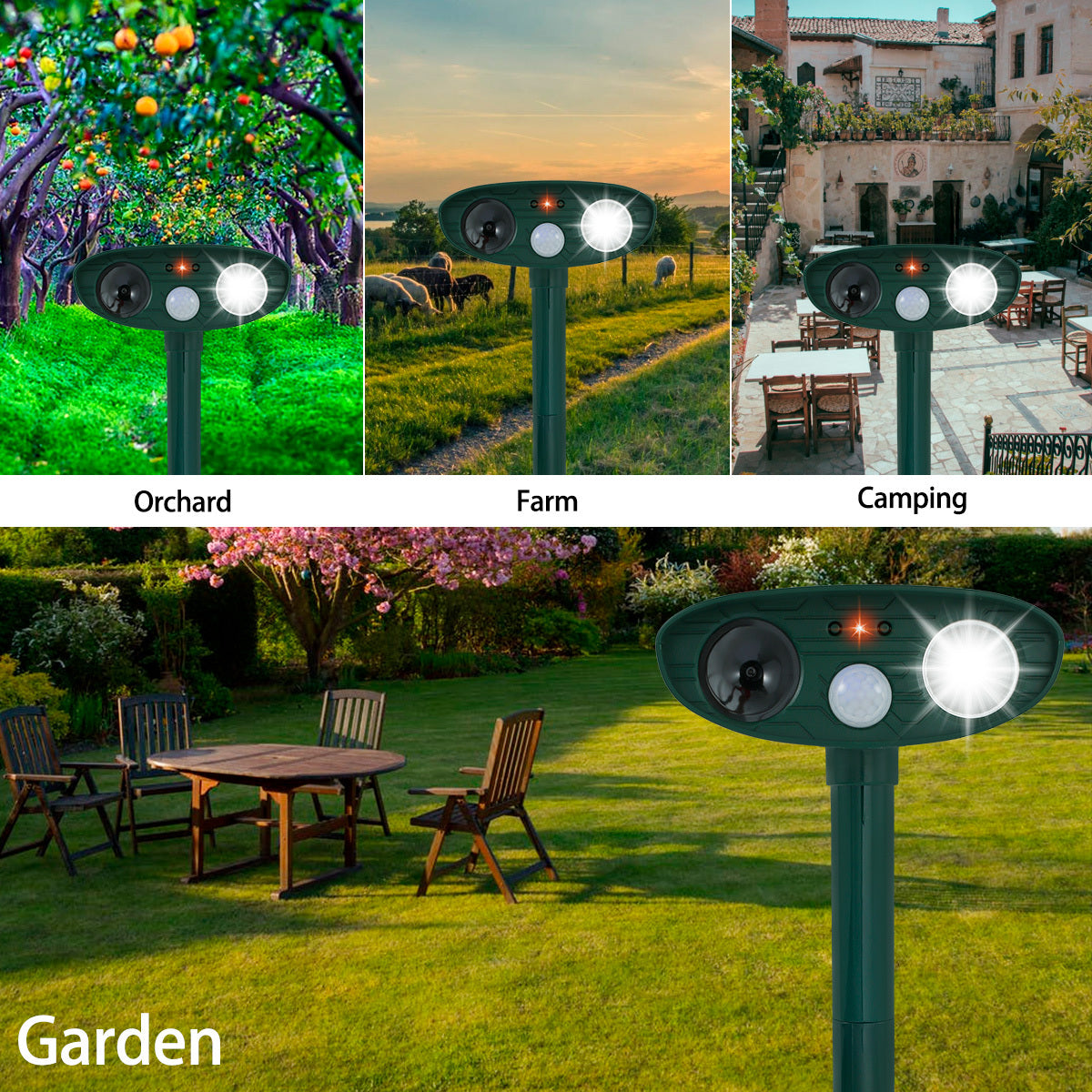 Solar Animal Repellant Ultrasonic Cat Dog Out Door Solar Powered Waterproof