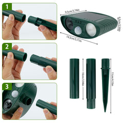 Solar Animal Repellant Ultrasonic Cat Dog Out Door Solar Powered Waterproof